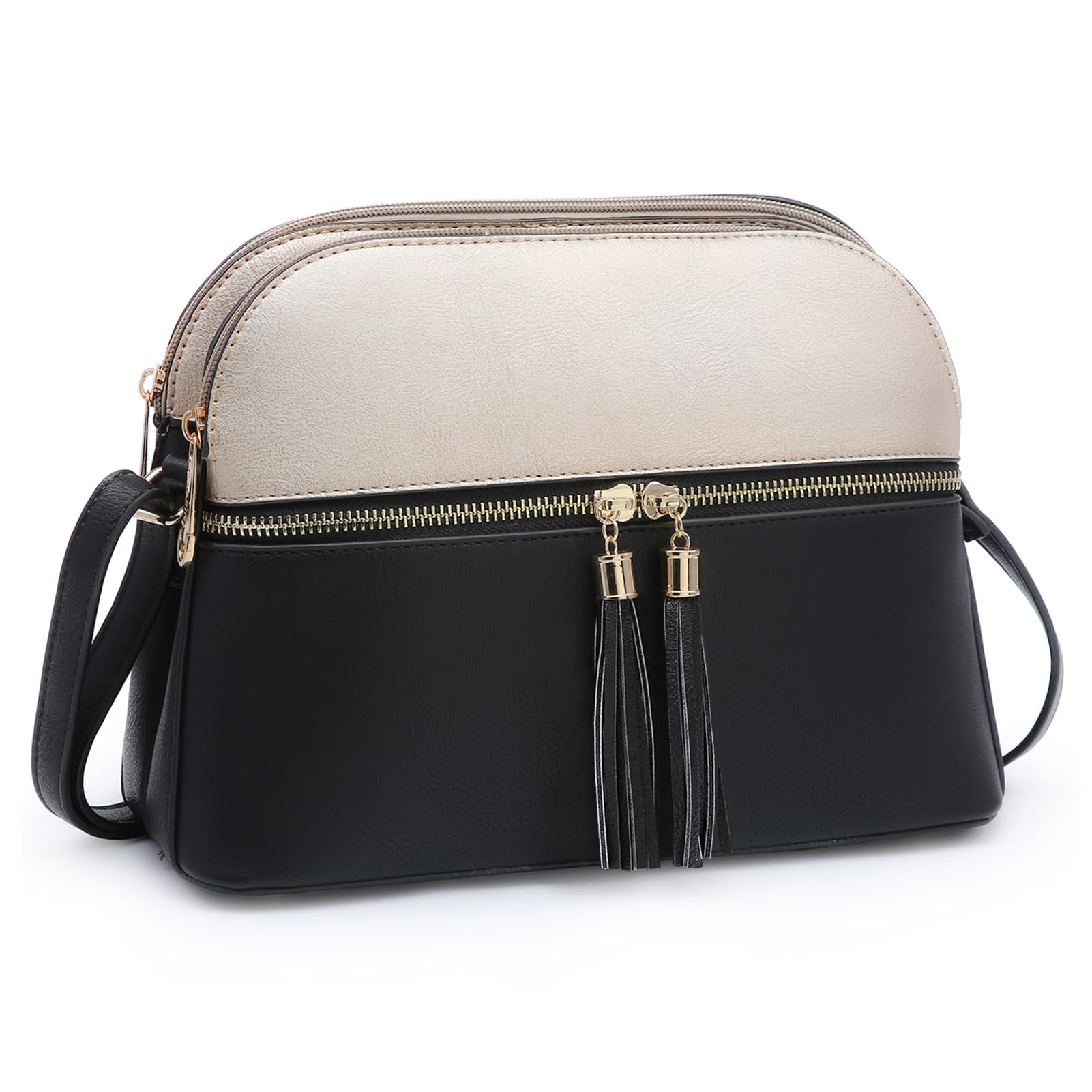 Dasein Women Tassel Zipper Pocket Crossbody Bag Shoulder Purse Fashion Travel Bag with Multi Pockets