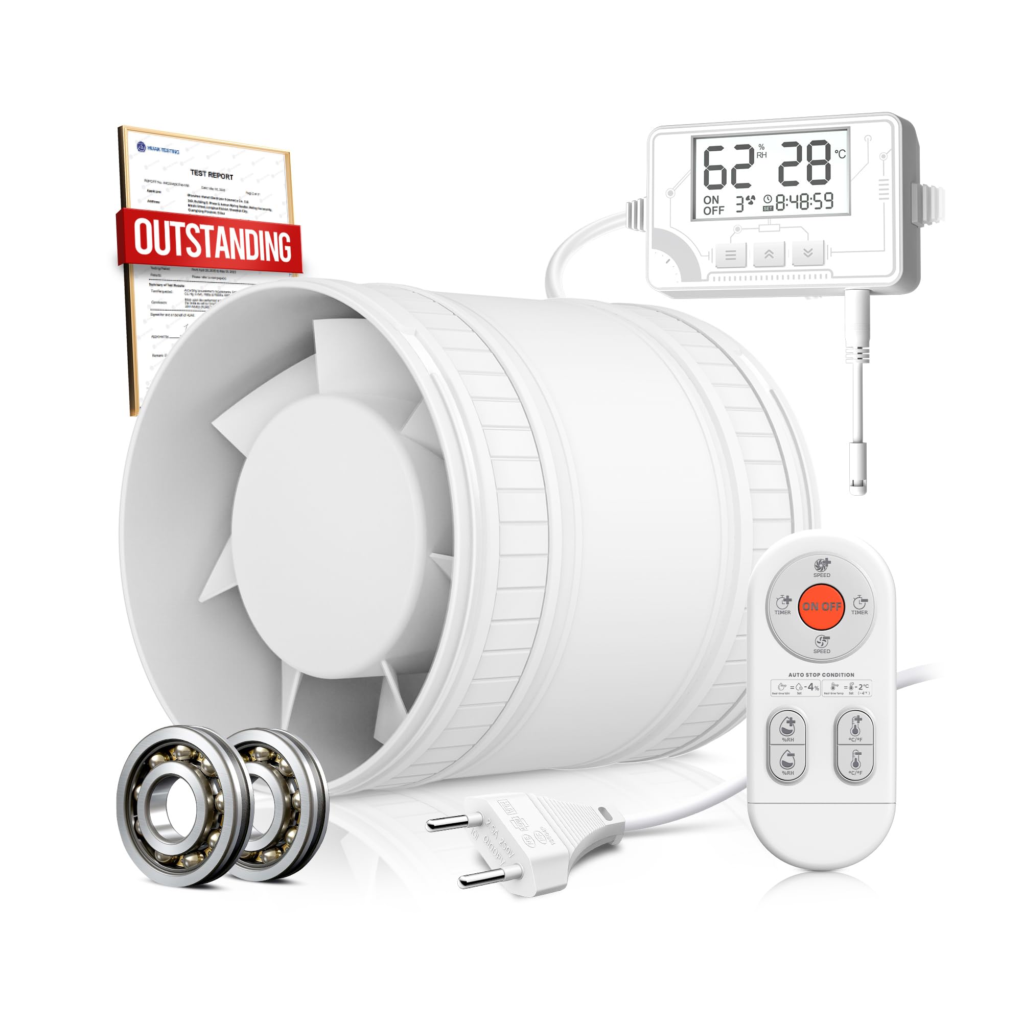 Ventilatore Estrattore Da Soffitto Per Bagno 100mm Con Sensore Di Movimento E Timer - Prostko LTD - Foto 2