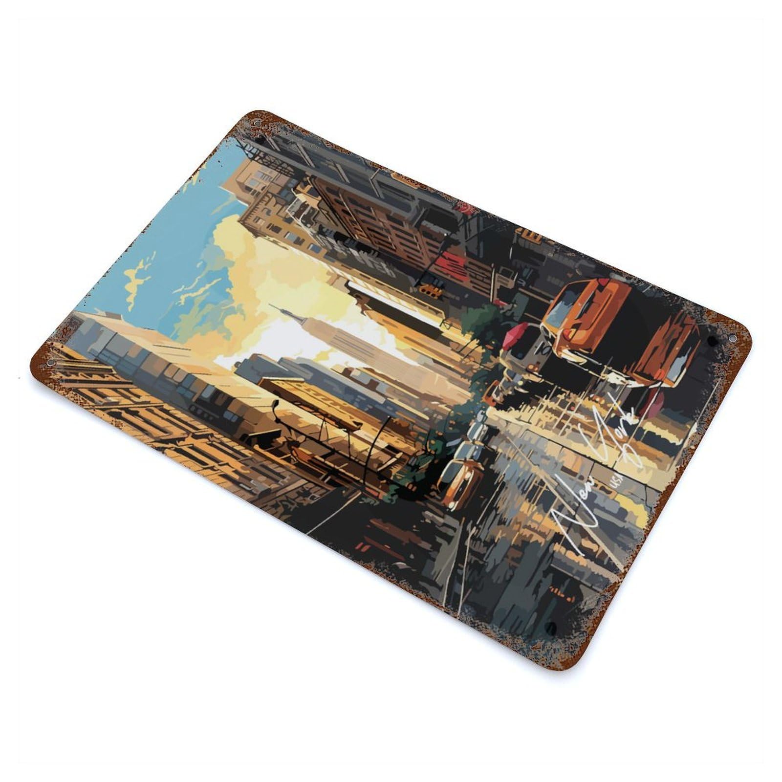 New York Manhattan Vintage Metal Tin Sign 11.8"x7.9", for Garage, Bar And Workshop Decor, Novelty Wall Decor