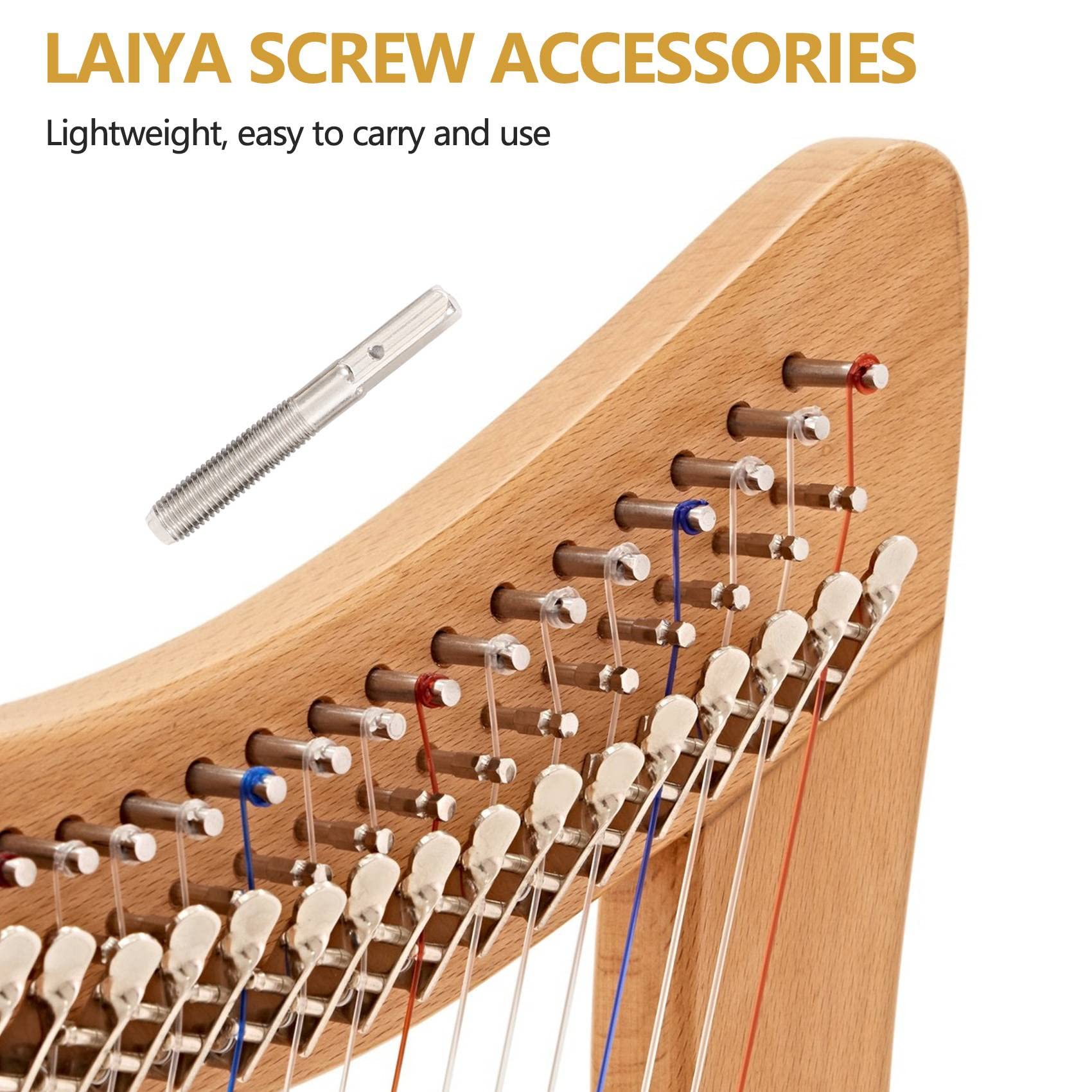 ZDSFSD 7Pcs Tuning Pins with L-Shape Tuning Wrench for Lyre Harp Strings and Other Primitive Stringed Instruments - Image 3