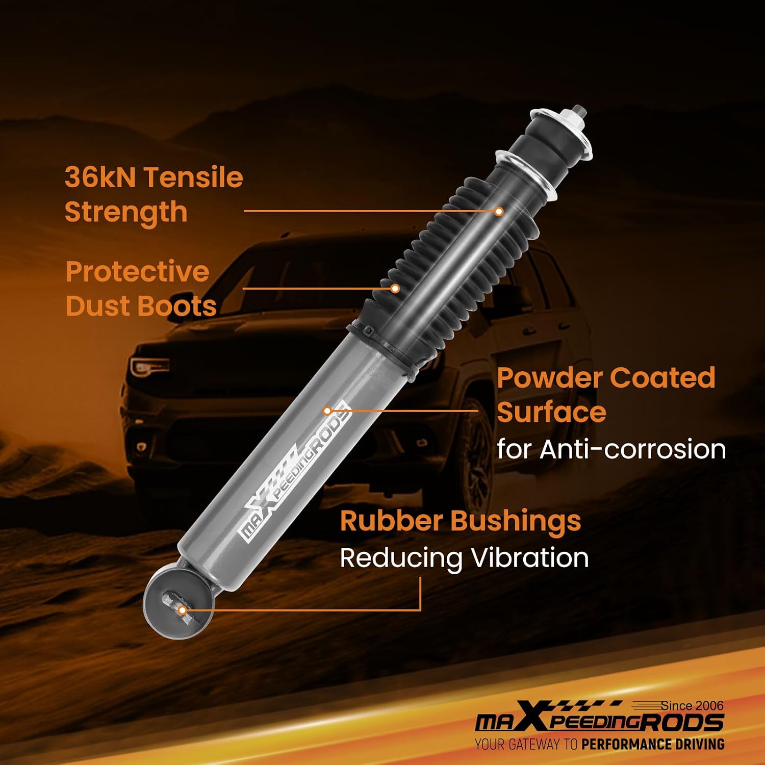 maXpedingrods 2-5” Front Lowering Shocks for Chevy S10 1982-2003, for GMC Sonoma RWD 1991-2003, Drop Shock Kit