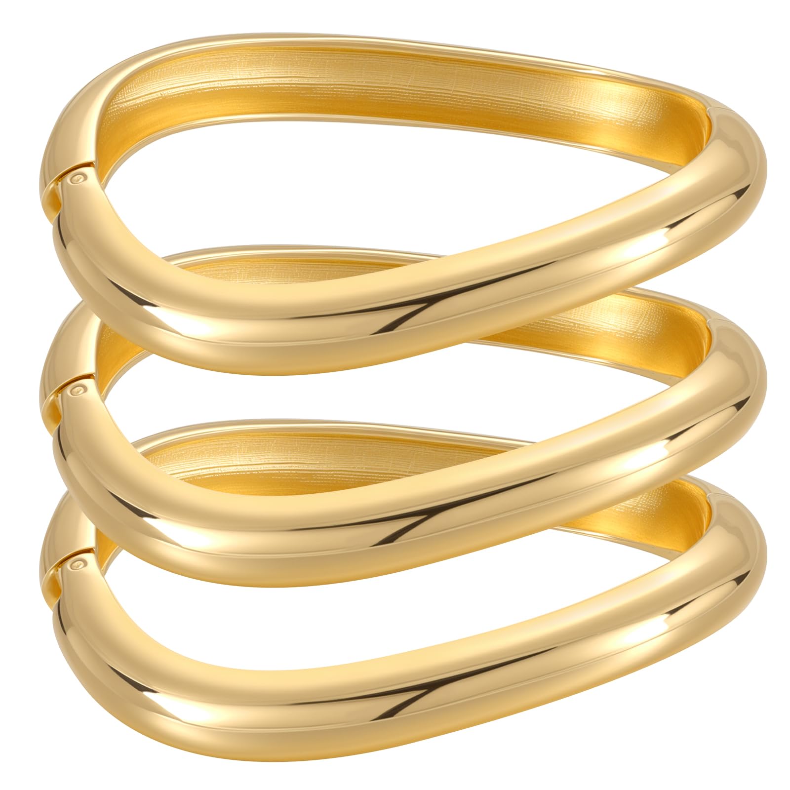 Emibele Gold Armreifen für Frauen, 2PCS Unregelmäßige Chunky Gold Armband Scharnier Offen für Frauen, Breiten Arm Manschette Minimalist Chunky Schmuck Geschenke für Valentinstag Weihnachten Geburtstag