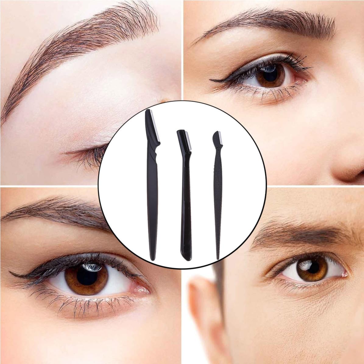 3pcs Eyebrow Razor Set with Cover Stainless Steel for Women Travel