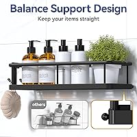 Vista 6 de YASONIC Organizador de Ducha Adhesivo, Organizadores de Ducha de Baño Sin Taladro, con Ganchos Removibles y Portajabón, Estantes de Ducha a Prueba