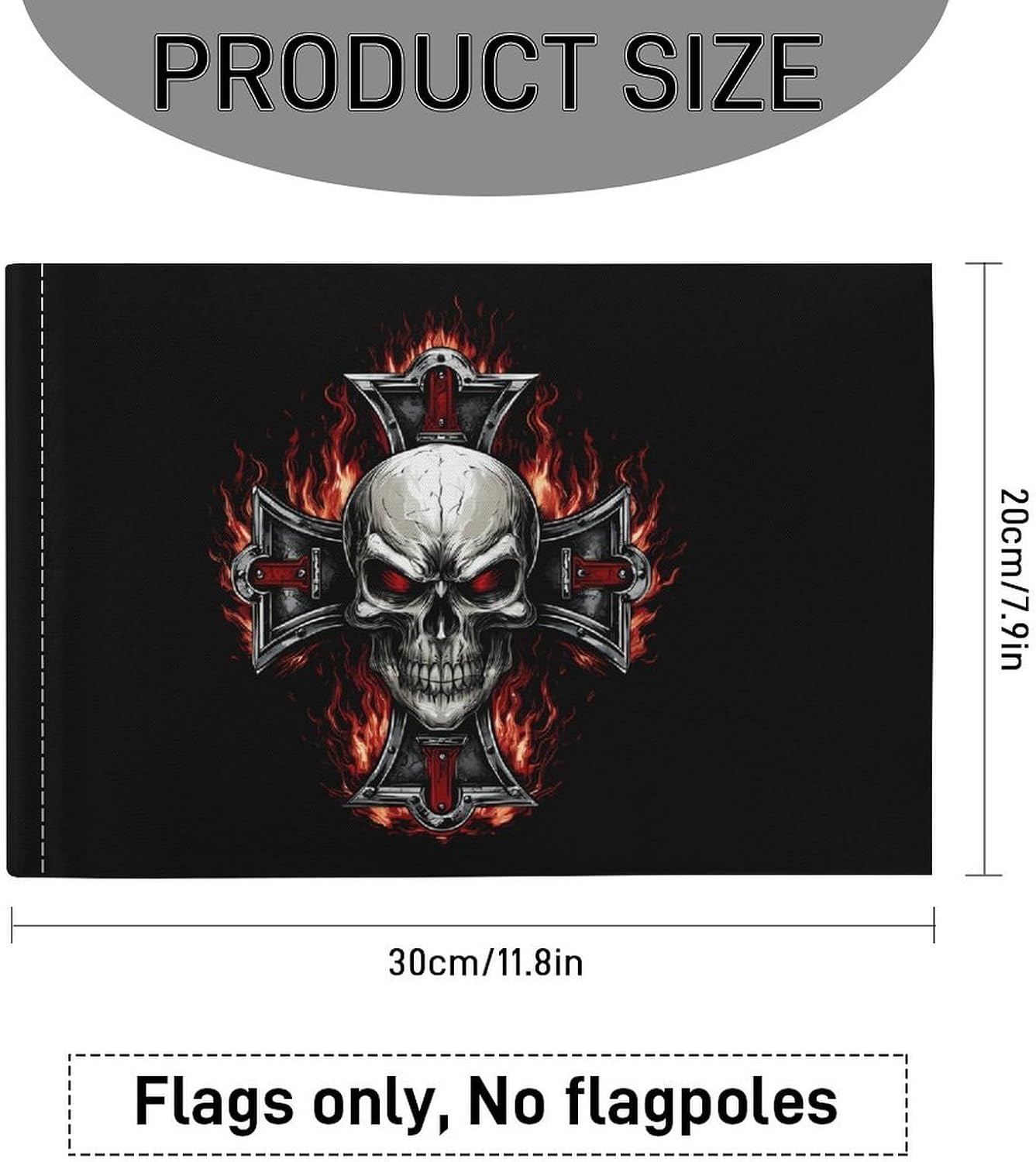 Skull Iron Flame Car Flag Polyester Clip Flags Mini Handheld Banners for Auto Outside Travel Decor image 2