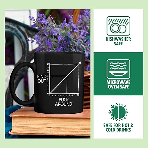 Miniatura 3 de Fuck Around And Find Out Funny Graph Chart Broma Math Taza de café negra de 11 oz