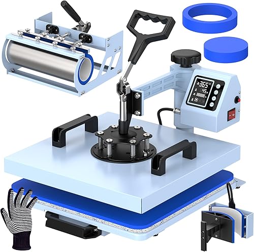 Prensa térmica Pro de 15 x 15 pulgadas con accesorio de vaso de 30 onzas, prensa térmica de vaso 8 en 1 para camisetas, vasos, latas de vidrio,