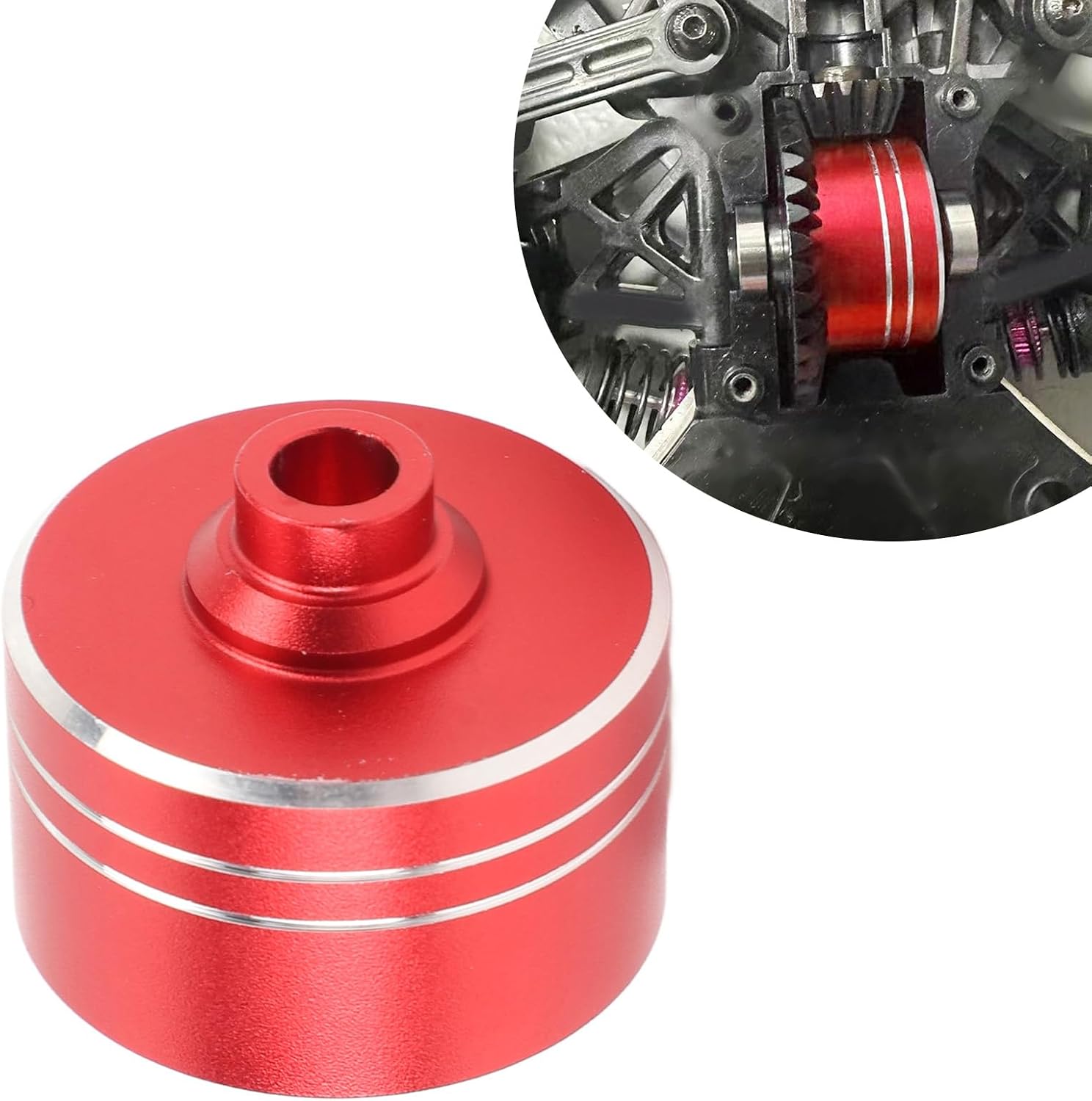 CCYLEZ RC Car Differential Gear Set, Aluminum Alloy Steel Easy to Install Abrasion RC Differential Drive Gear Set for Upgrade Parts (Red)