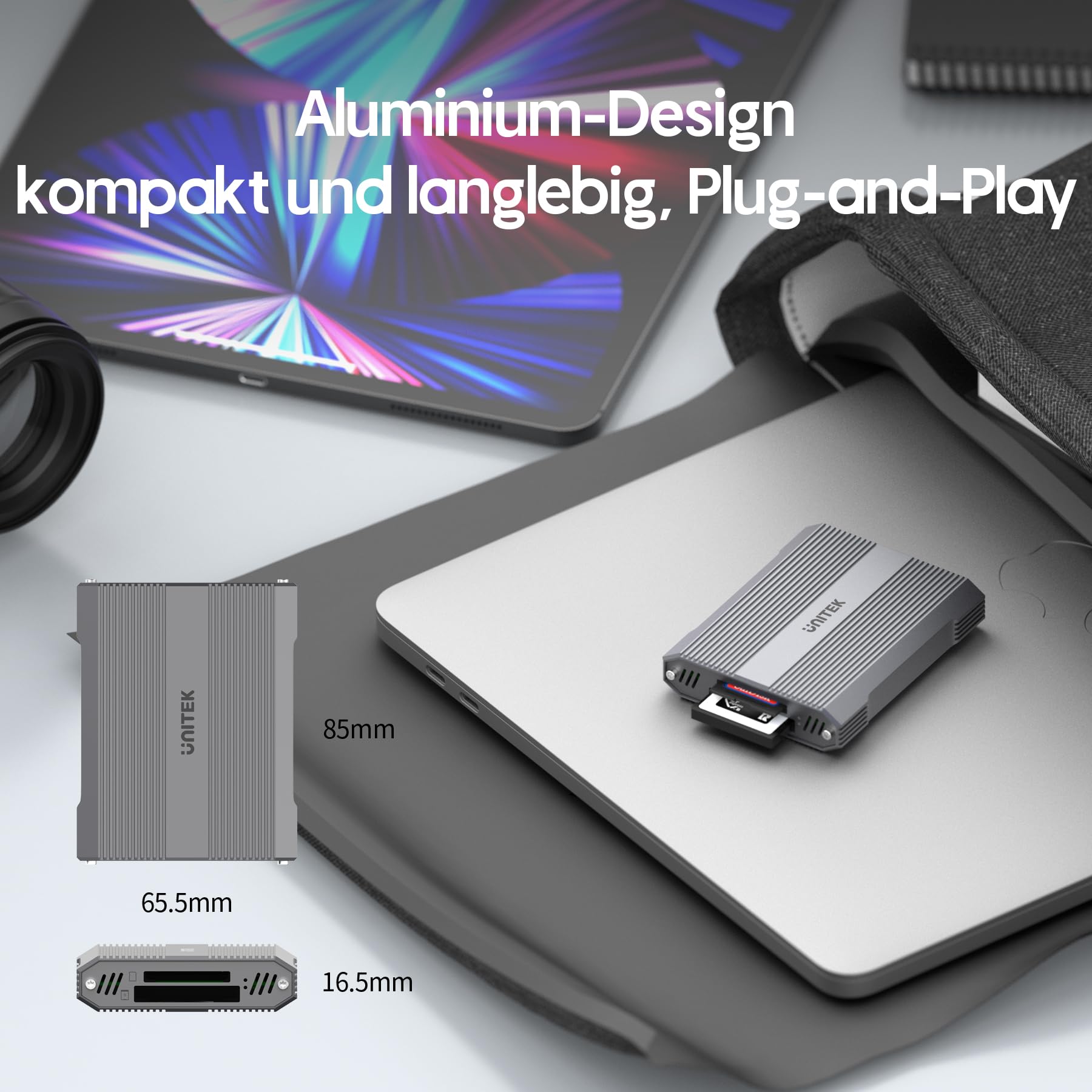 CFexpress Typ B Kartenleser, SD4.0 USB 3.2 Gen 2 10 Gbps, Tragbarer Adapter | Mit Zwei Steckplätzen für Speicherkarten, Unterstützung Android/Windows/Mac/Linux