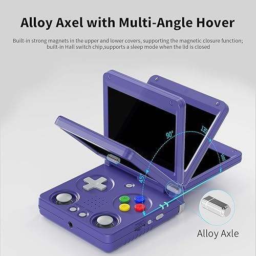 Miniatura 2 de Doriteney Flip Retro Handeld consola de videojuegos 3.4 "pantalla IPS 64GB TF tarjeta precarga juegos electrónicos, soporte WiFi Bluetooth HD Indigo