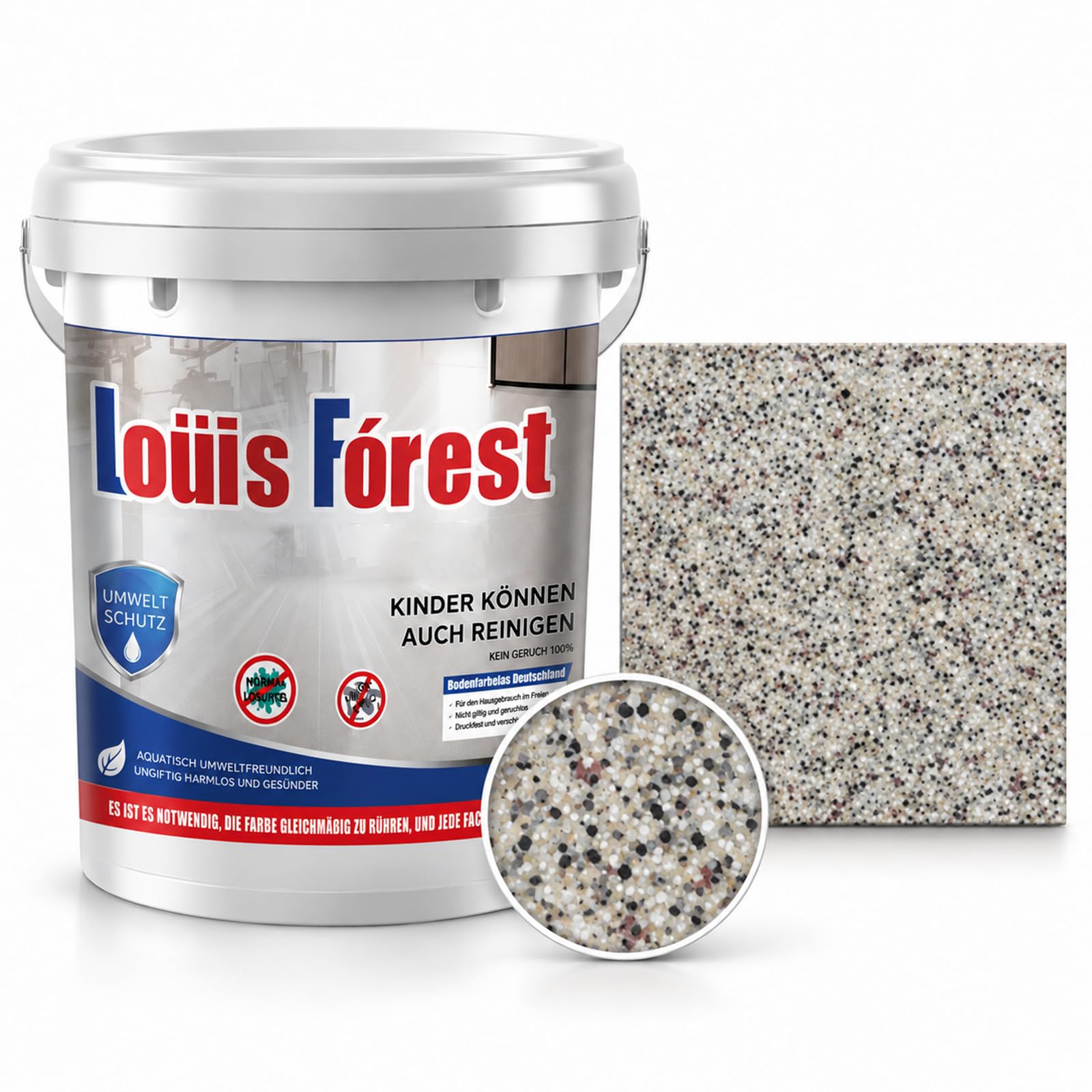 Chictrend Epoxy Floor Paint, Self Leveling Colored Sand Floor Coating, High Gloss Decorative Concrete Floor Paint for Garage, Basement, Workshop and Patio (Sesame Gray,5kg)