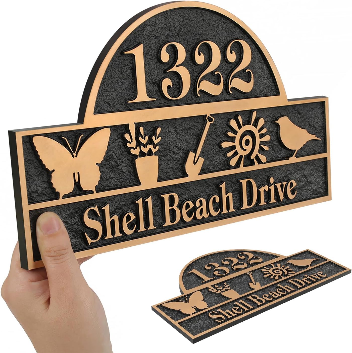 Address Plaque Notched Style - 12'' x 5.9'' Custom Address Sign for House,House Number Plaque Sign for Outside House,Driveway,Mailbox Easy Installation Metal & Large Options (Style 5)