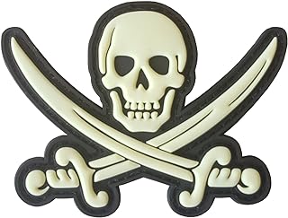 Calico Jack Skull Pirate Jolly Roger Morale Tactical ISAF PVC Rubber 3D Touch Fastener Patch - LEGEEON