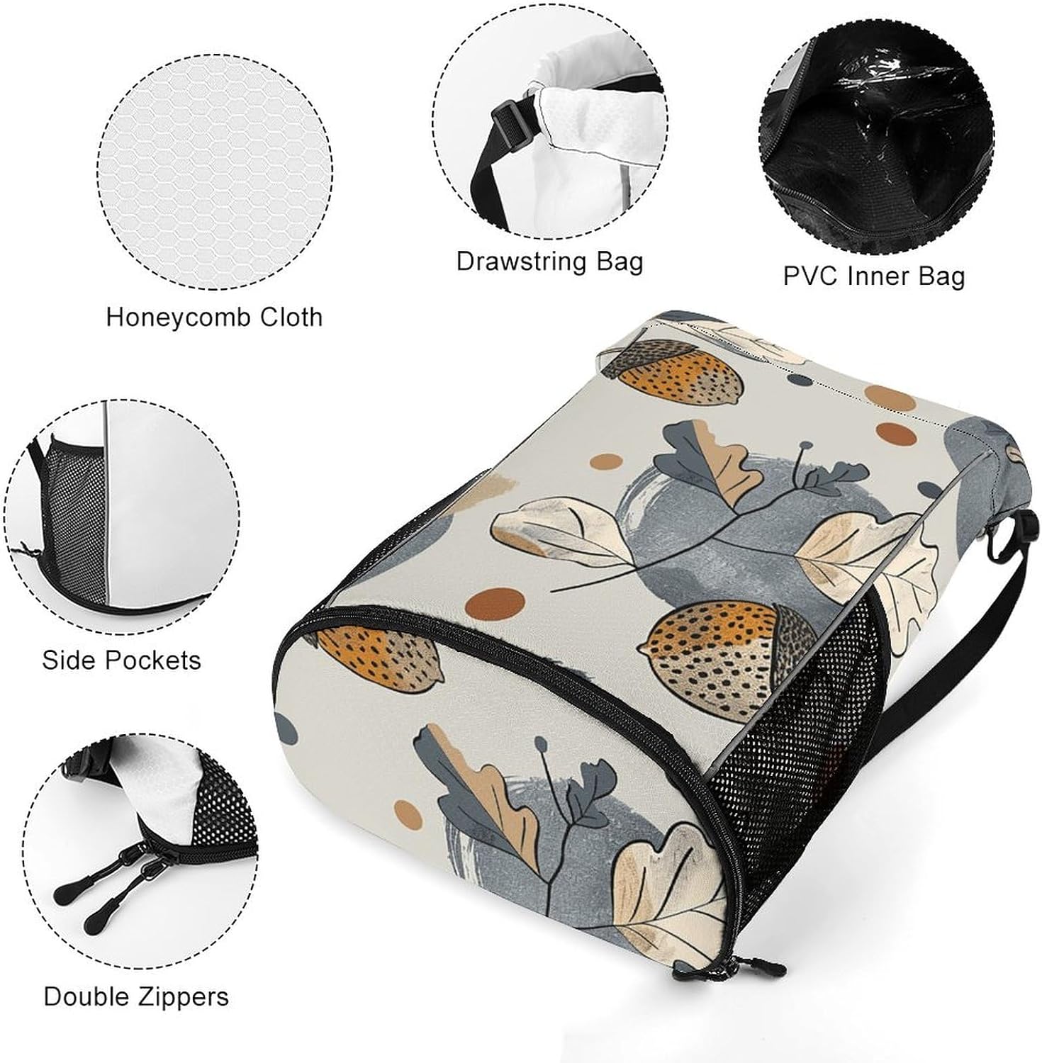 Drawstring Backpack Gym Drawstring Bag for Men Acorns And Oak Leaves Draw String Bags Gym Bag Cinch Bag