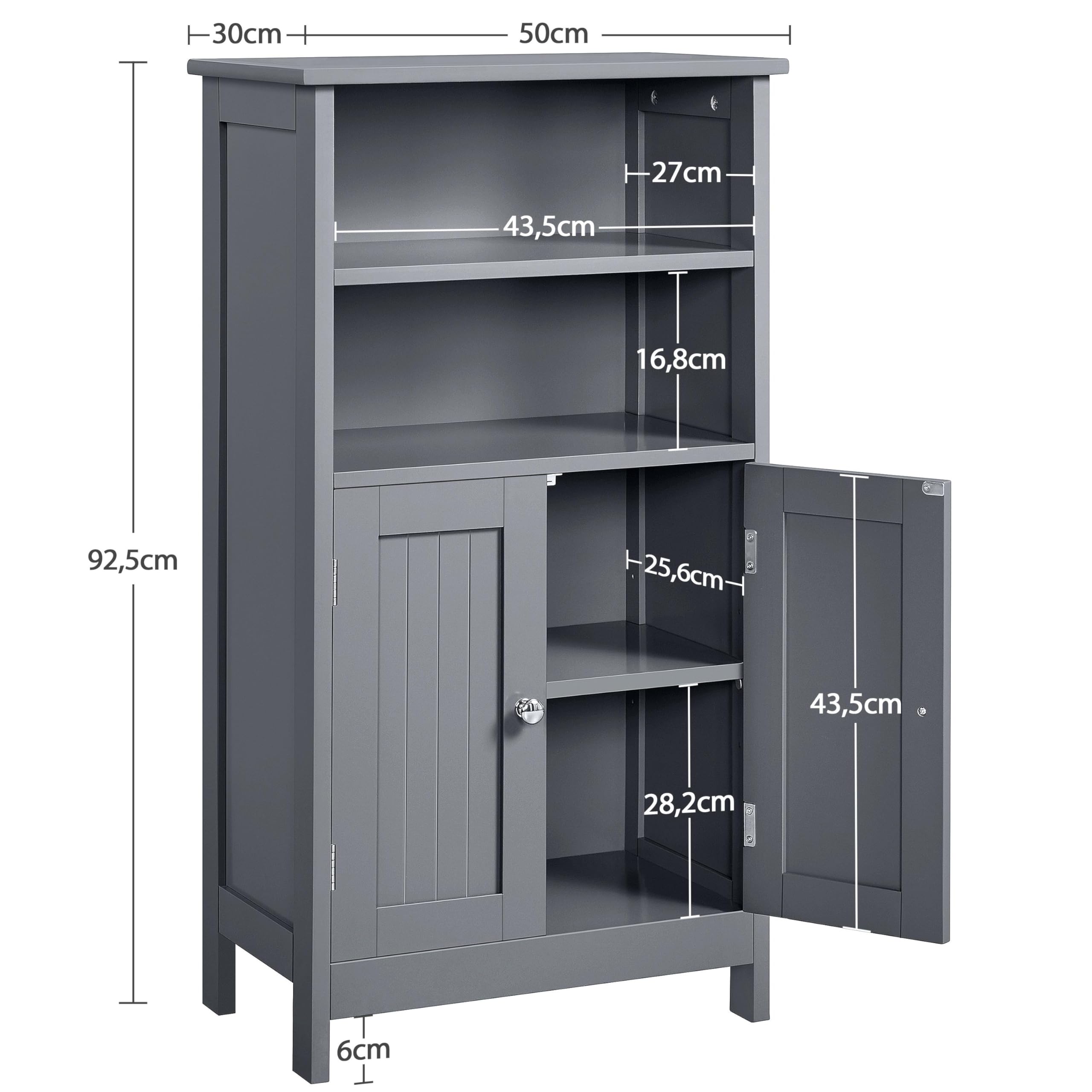 Yaheetech Armario Baño Columna con Estante Mueble Baño Suelo de Madera Armario de Almacenaje Organizador para Salón Cocina 50x30x92,5cm Gris