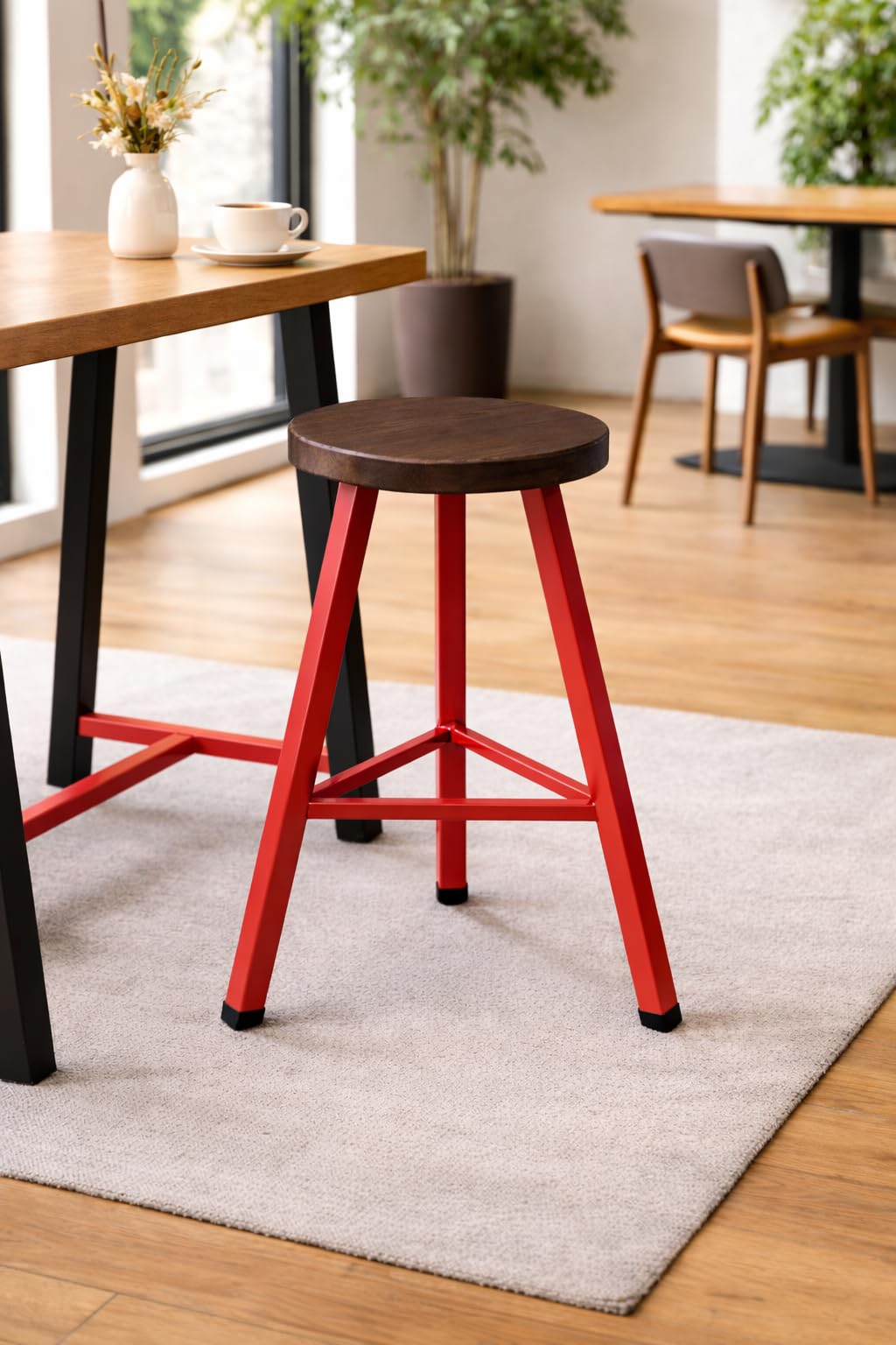 Classic Breakfast Kitchen Counter Bar Stools/Seat Bar Chairs with Metal Legs Barstools Dark Wooden MDF seat/High Stools 30 cm x 30 cm x 70 cm (Red 54772)-image-41