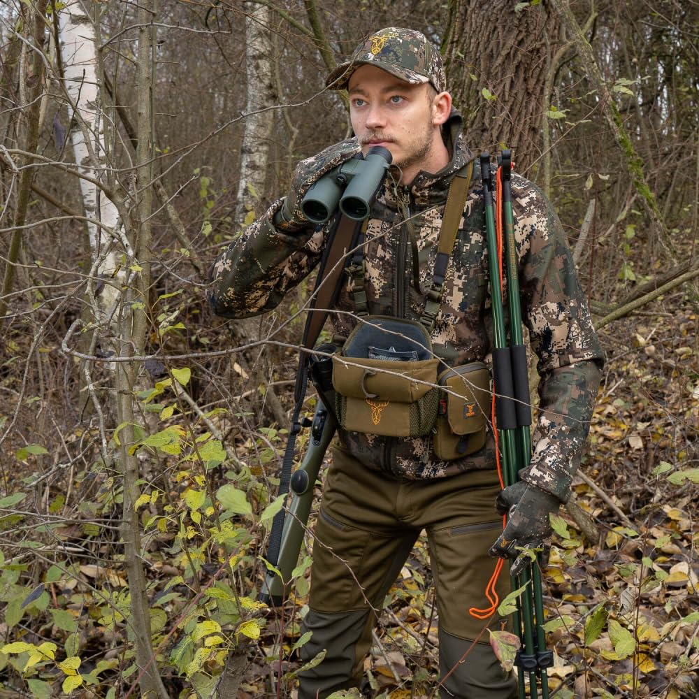 Multi-Tasche (Grün) für Fernglastasche, Bino Harness - Universaltasche, Handytasche für die Jagd und Pirsch, geräuschlos, Molle, modular