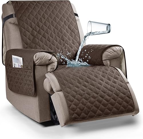 Miniatura 22 de Ruaozz Funda para silla reclinable 100% impermeable, antideslizante, de gran tamaño, para silla reclinable grande, lavable, con correas elásticas