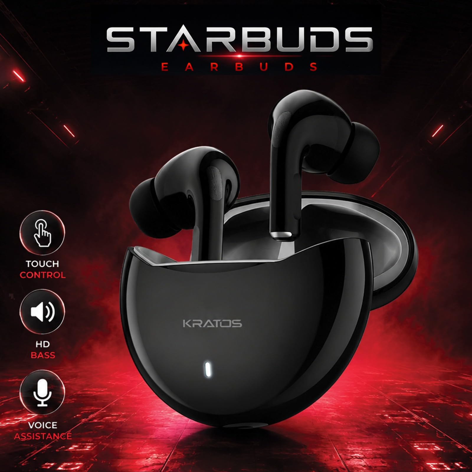 Kratos TW02 Ear Buds Wireless with 60H Playtime, Noise Isolation & Clear Calls, Bluetooth Earbuds with Voice Assistant, Ear Buds with Bluetooth V 5.3 & with Type C Fast Charging, IPX5 TWS Earphones — Amazon image 3