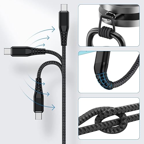 Vista 69 de Carplay - Cable de carga USB C para iPhone 16 15 Pro Max, paquete de 4 [3/3/6/6 pies] 60 W USB C a USB C cable y USB A a USBC cable de carga rápida