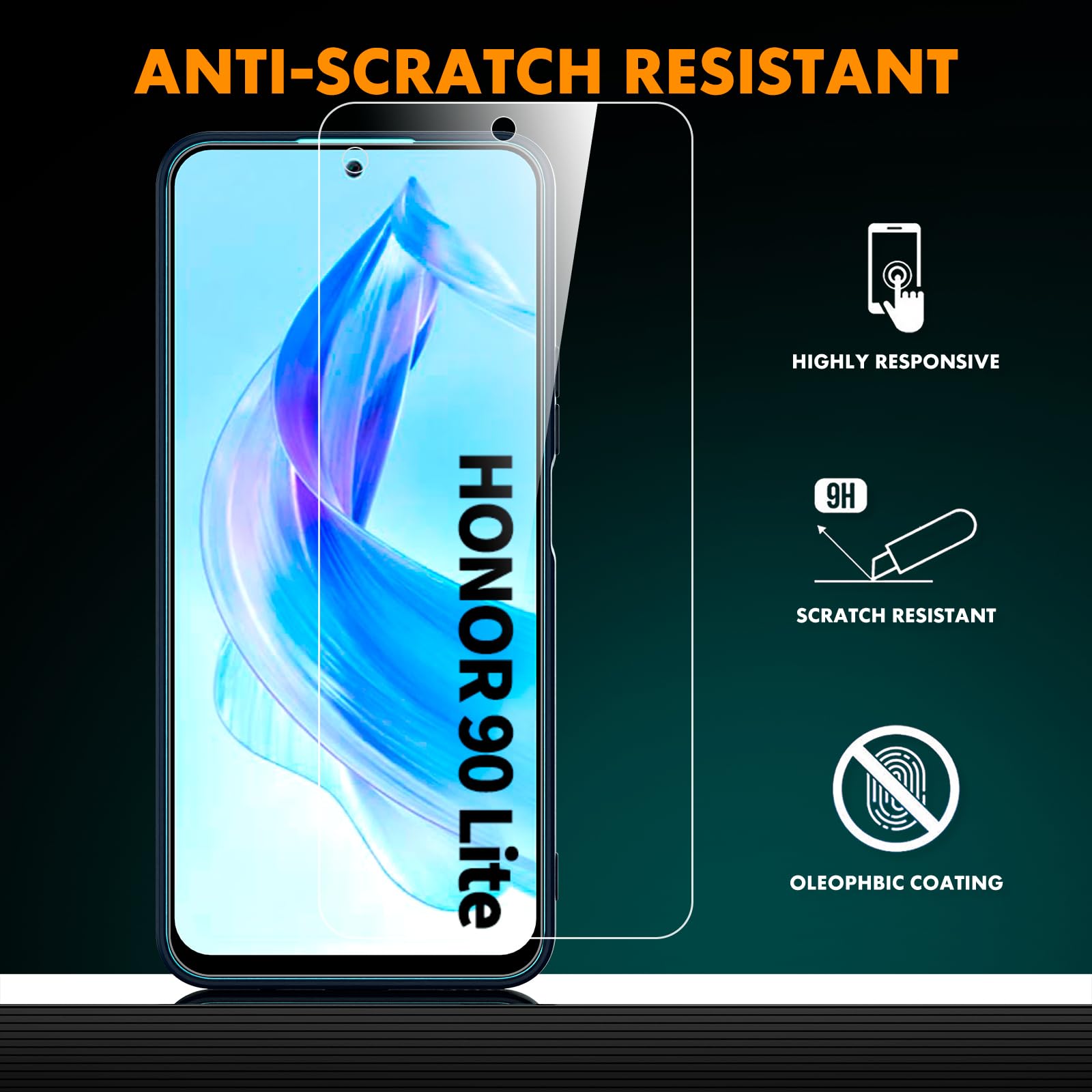 Byvuwiay Cover per Honor 90 Lite 5G con 2 Vetro Temperato Pellicola Protettiva, Custodia in TPU Ultra Sottile Antiurto Anti-Scratch Case, Blu