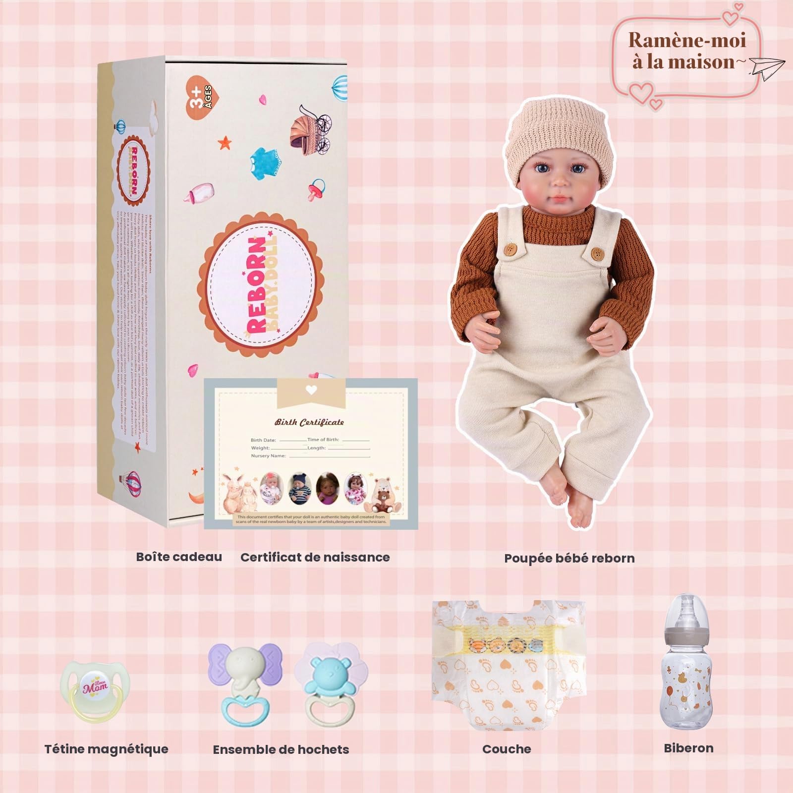BABESIDE Poupée Bébé Réaliste 50 cm Nouveau-Né Garçons