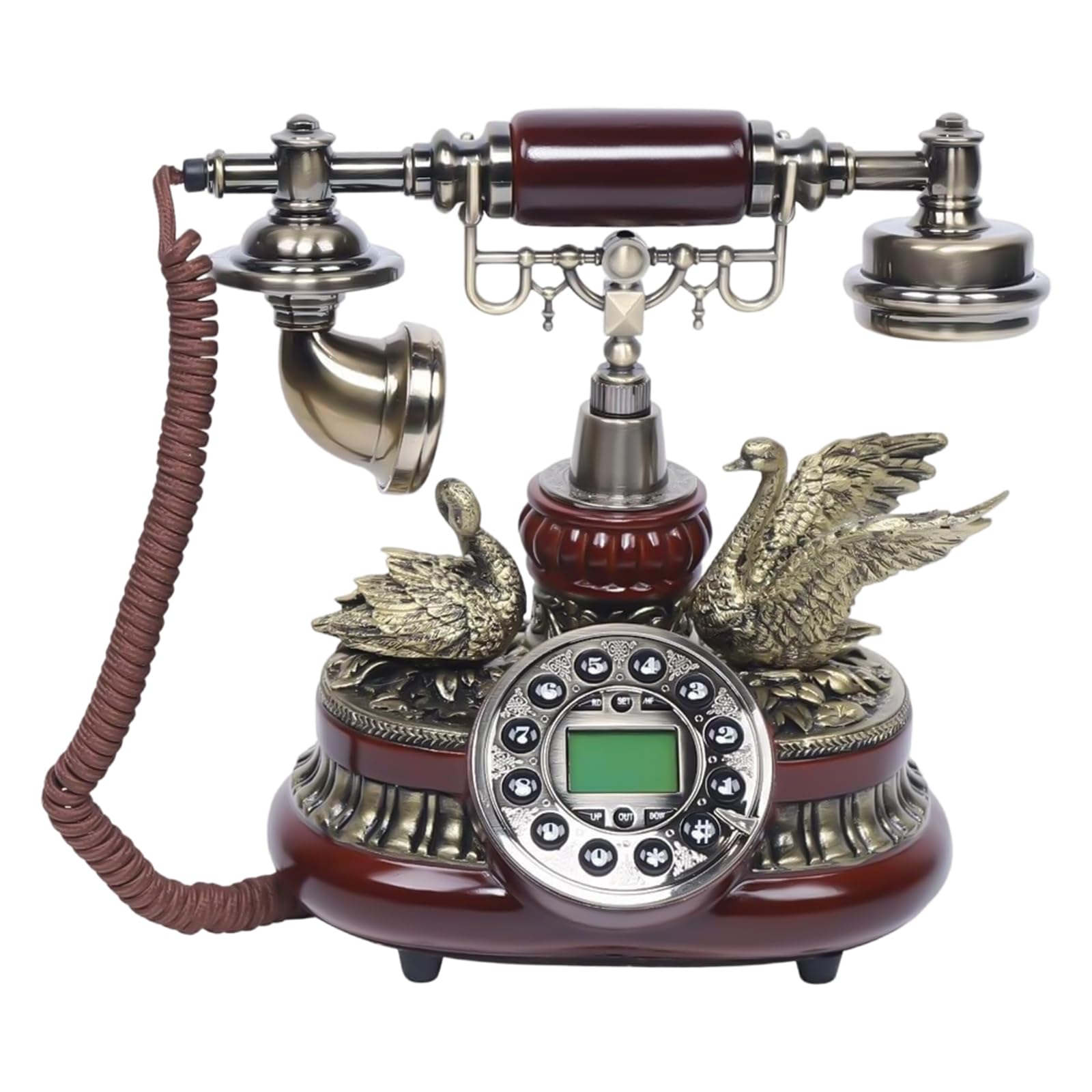 Telefon w stylu retro z funkcją rozpoznawania połączeń, nostalgiczny