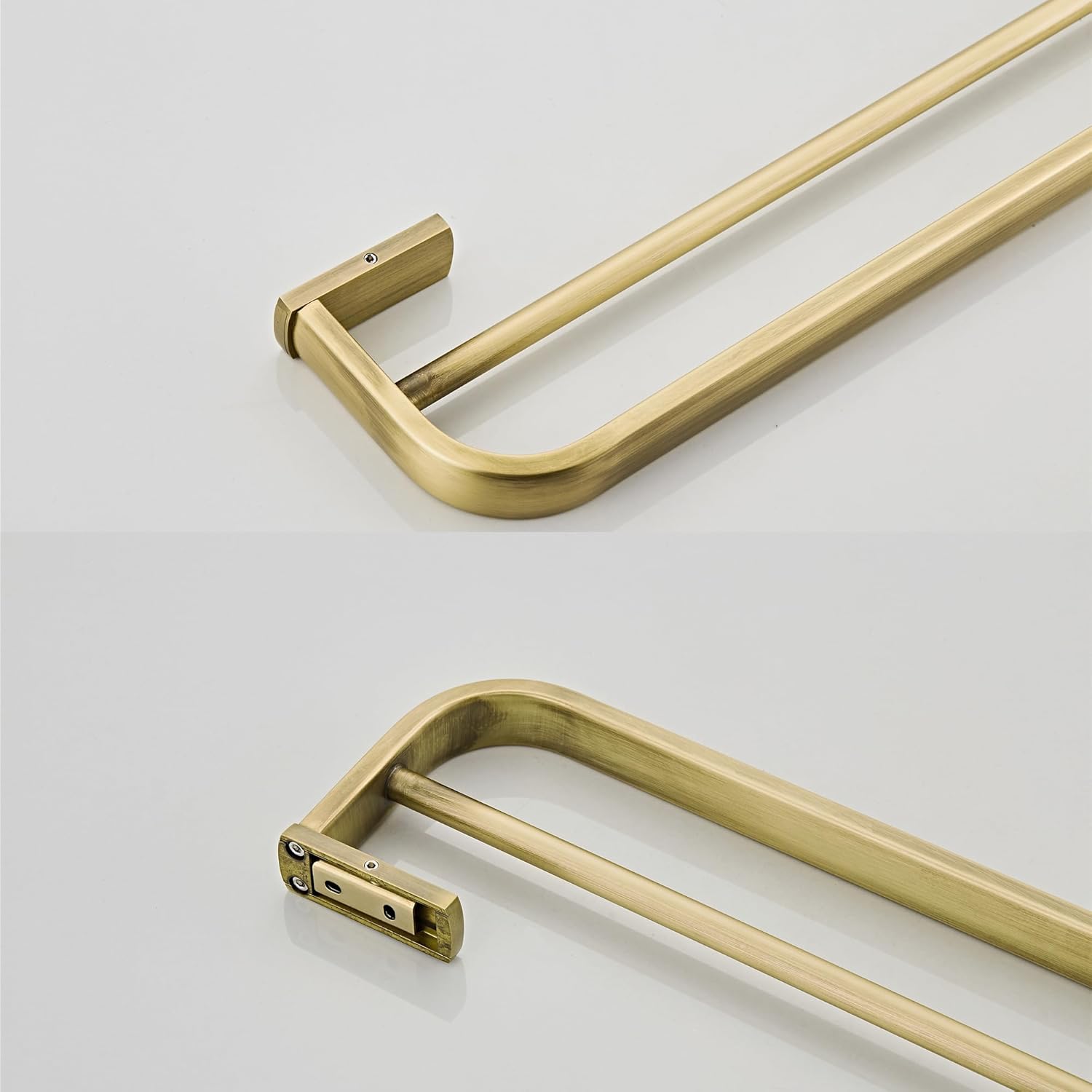 Flybath Double Towel Bar Rail Brass Antique Towel Holder Rack Wall Mounted, Brushed Brass