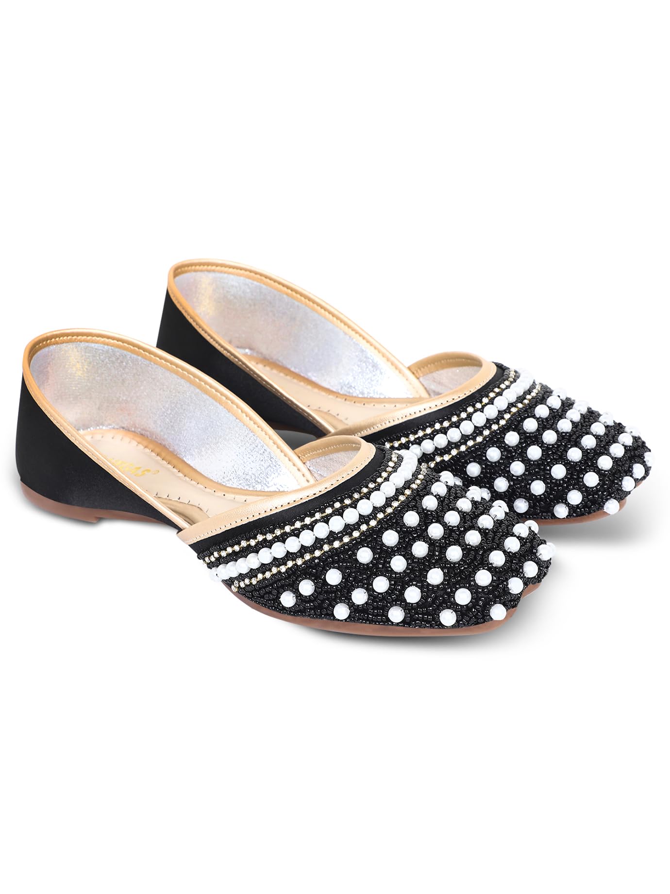 RAHEGAS Women Embroidered Jutti Flats for Ethnic & Casual Wear- Black-picture-31