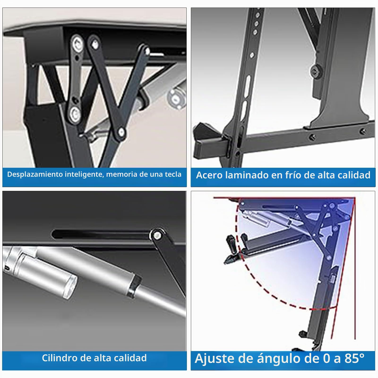 Soporte Elevador Motorizado, Telescópico SSoporte para TV De Techo con Elevación Automática, 0-85 ° Abatible, Se Adapta A Televisores De 32 A 70 Pulgadas, Montaje En Techos