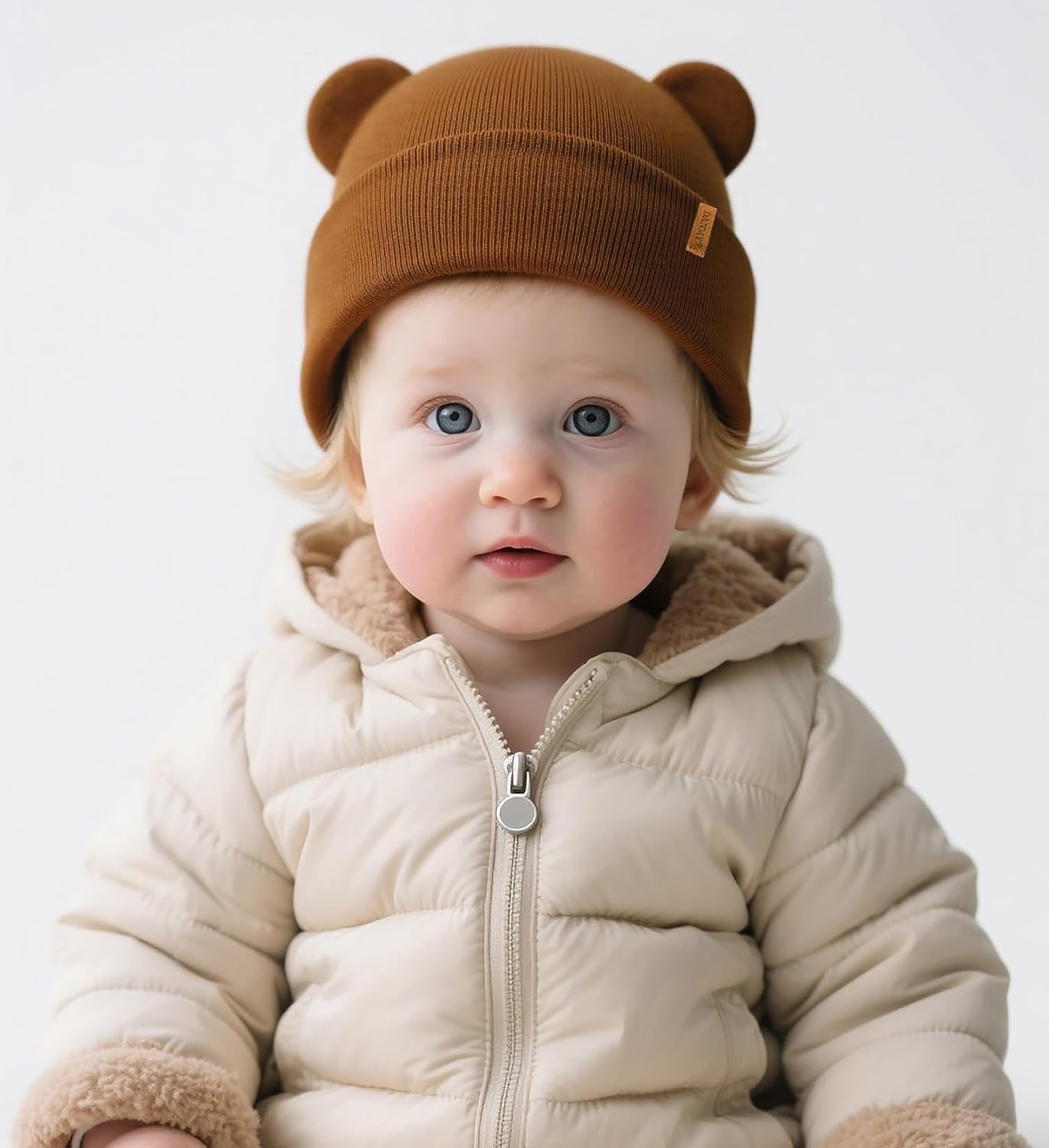 Baby Beanie Winter Hat with Bear Ear for Infant Toddler Boys Girls Kids Soft Knitted Hats - Image 4