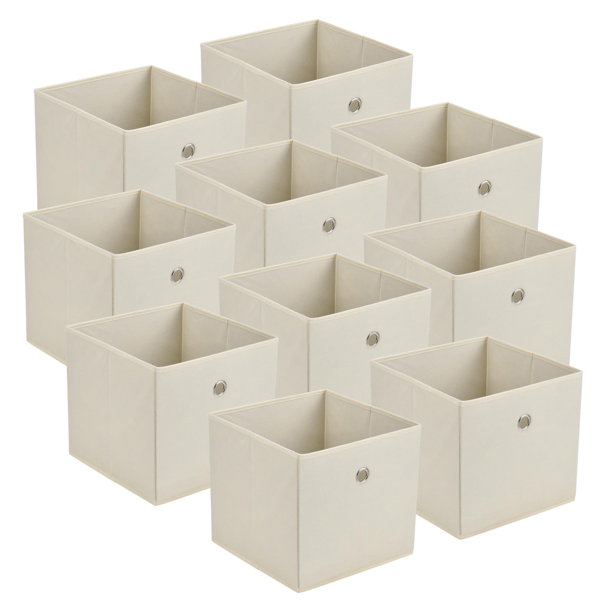 [en.casa] Set di 10 Scatole Pieghevoli Organizer Portaoggetti in Tessuto Cubi Contenitori Cesti per Archiviazione Scaffale Armadio Ripostiglio 28 x 30 x 30 cm - Beige