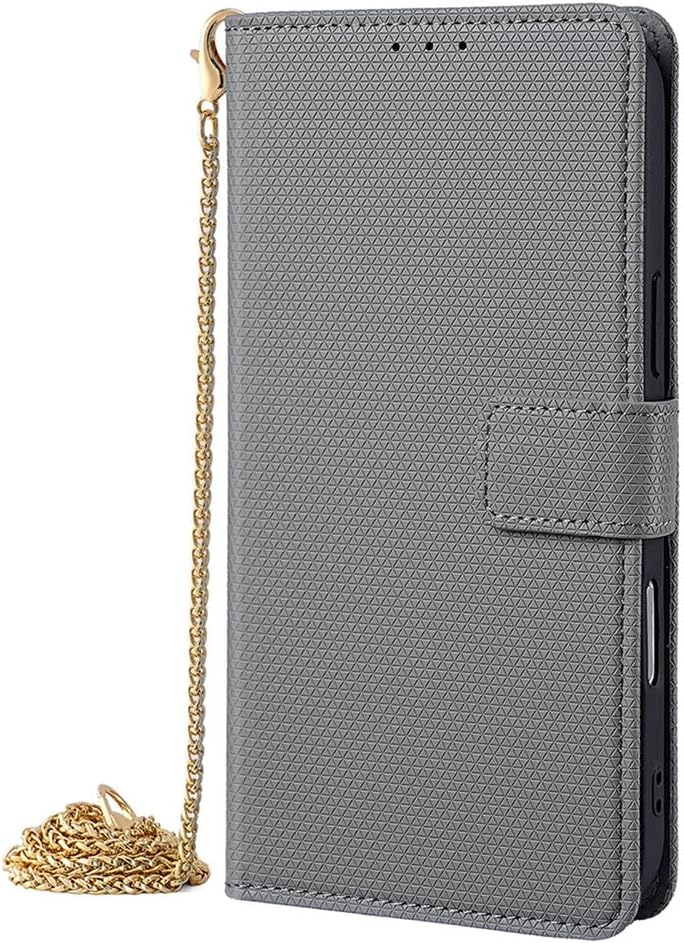 Wallet Case for iPhone 17 Pro Max/17 Pro/Air/17, Long Shoulder Chain Leather All-Inclusive Protection Cover Flip Folio Stand Function Protection Phone Case(Gray,17 Pro Max)