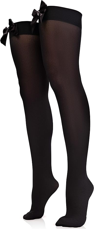 Skeleteen Bow Accent Thigh Highs 