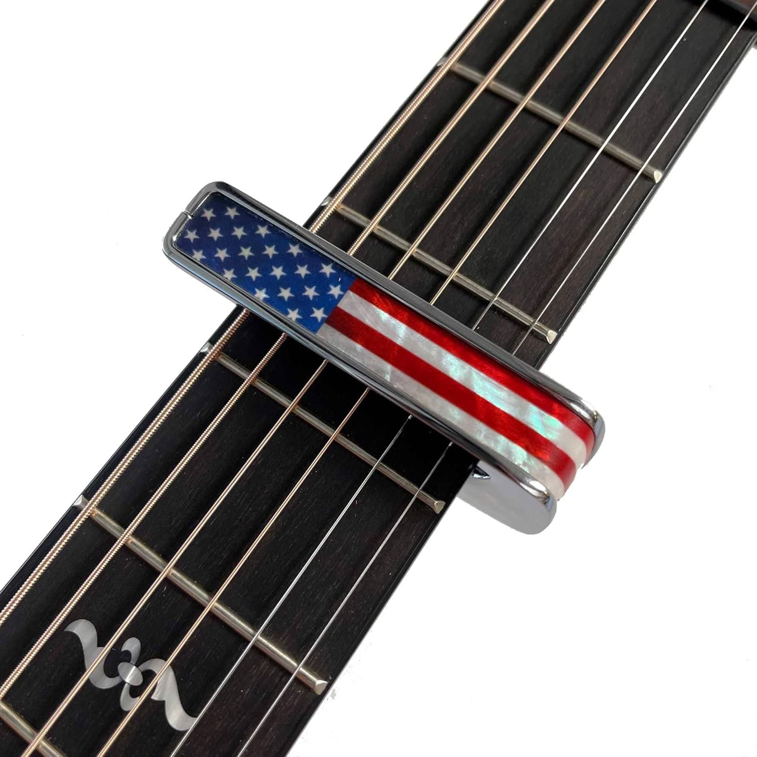 Thalia Guitar Capo - Deluxe Series (New Model with (2) Universal OctaveTouch Fret Pads) Chrome - Stars & Stripes