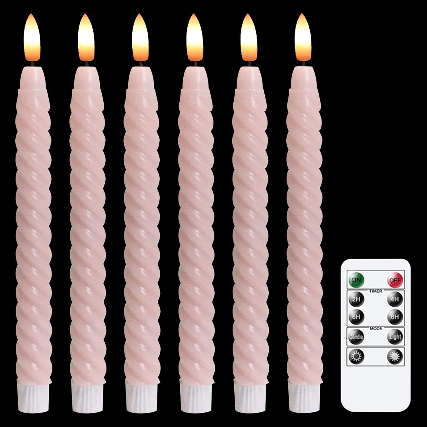 Lasumora Christmas Flameless Taper Candles Flickering with 10-Key Remote, Battery Operated 3D Wick LED Spiral Window Candles 6 Pack Real Wax Wedding Home Birthday Christmas Decor(0.78 X 9.8 Inchs) : Tools & Home Improvement