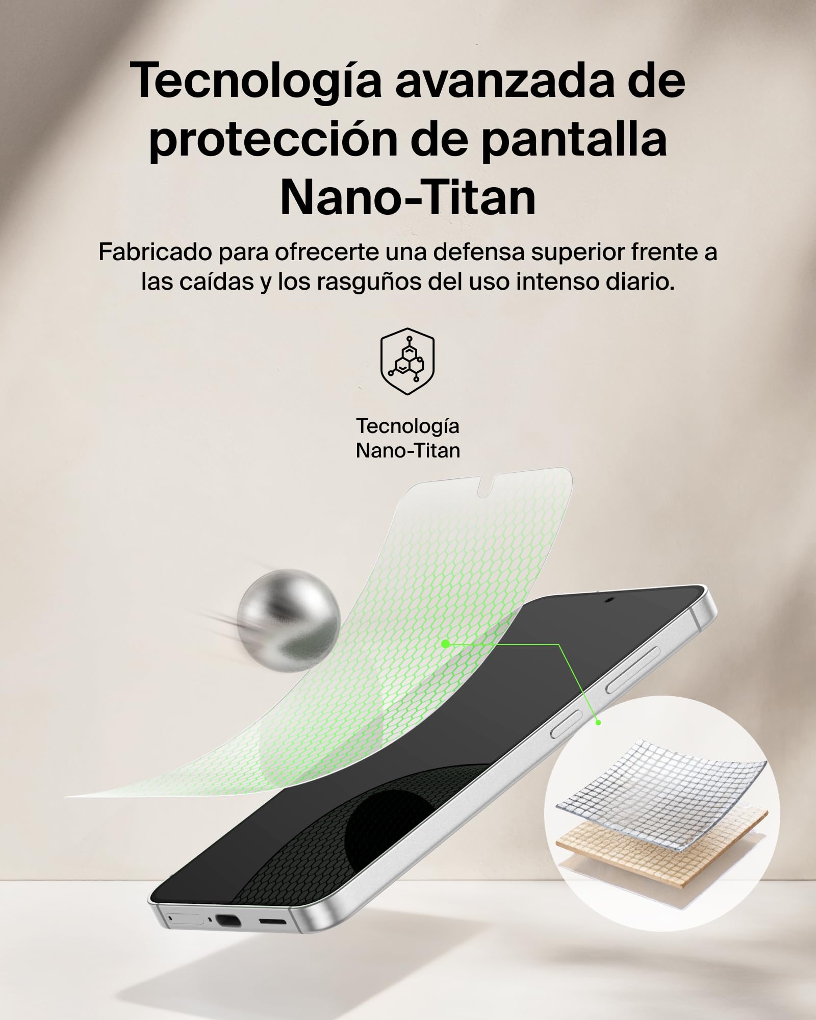Belkin ScreenForce Titan EcoGuard Protector de Pantalla con Filtro de Privacidad, Samsung Galaxy S26, Protector Pantalla Resistente a los Arañazos e Impactos, Antihuellas, Marco de Alineación Fácil