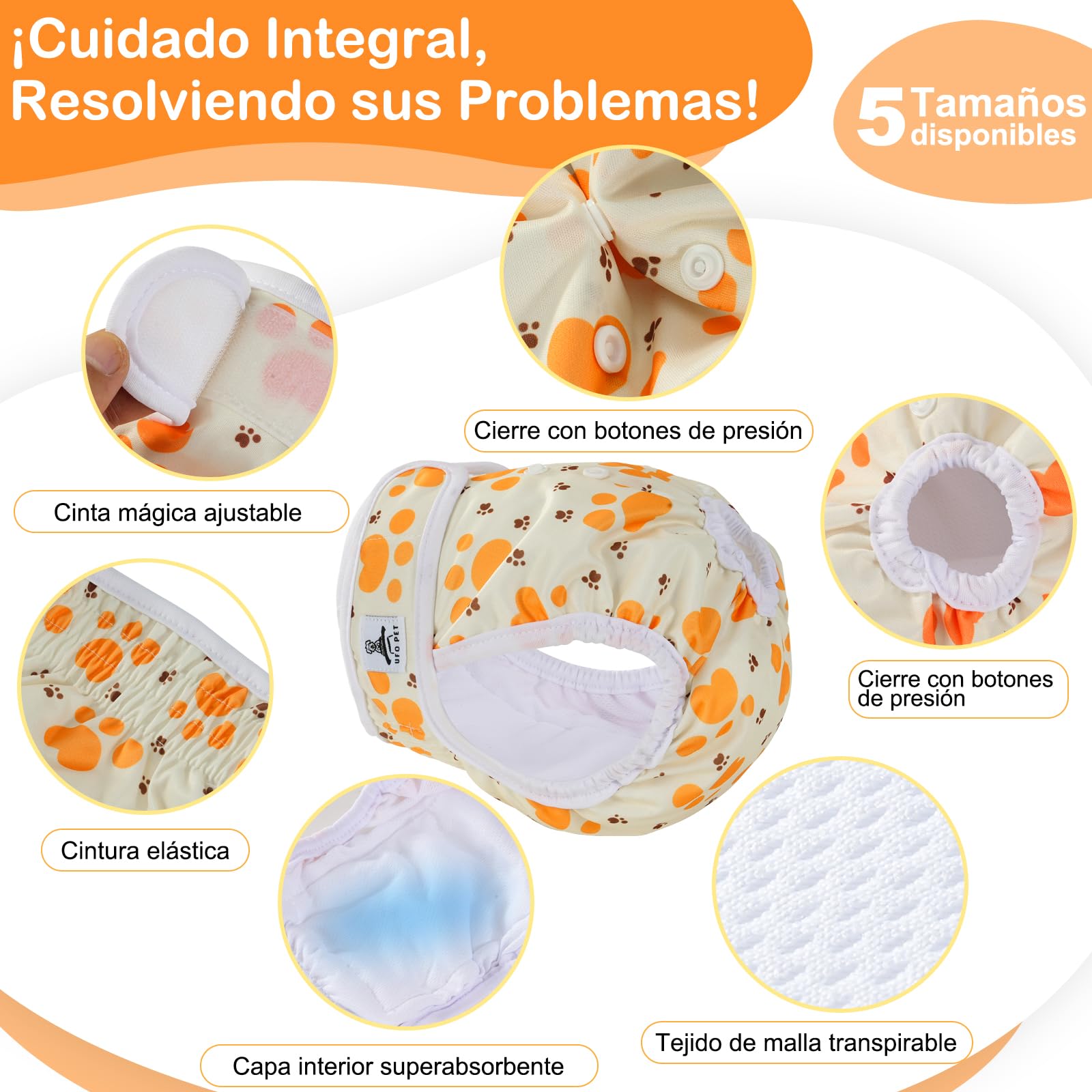 Pañales Perro Hembra Lavables S (3 Piezas), Pañales para Perros Hembra Reutilizables y Altamente Absorbentes, Pañal Perro Hembra con Botones Ajustables