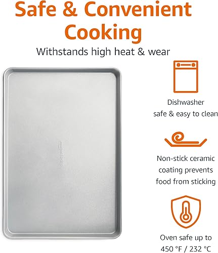 Miniatura 3 de Tienda Basics Juego de bandeja antiadherente para hornear y estante de enfriamiento, tamaño de media hoja, 1 paquete, gris