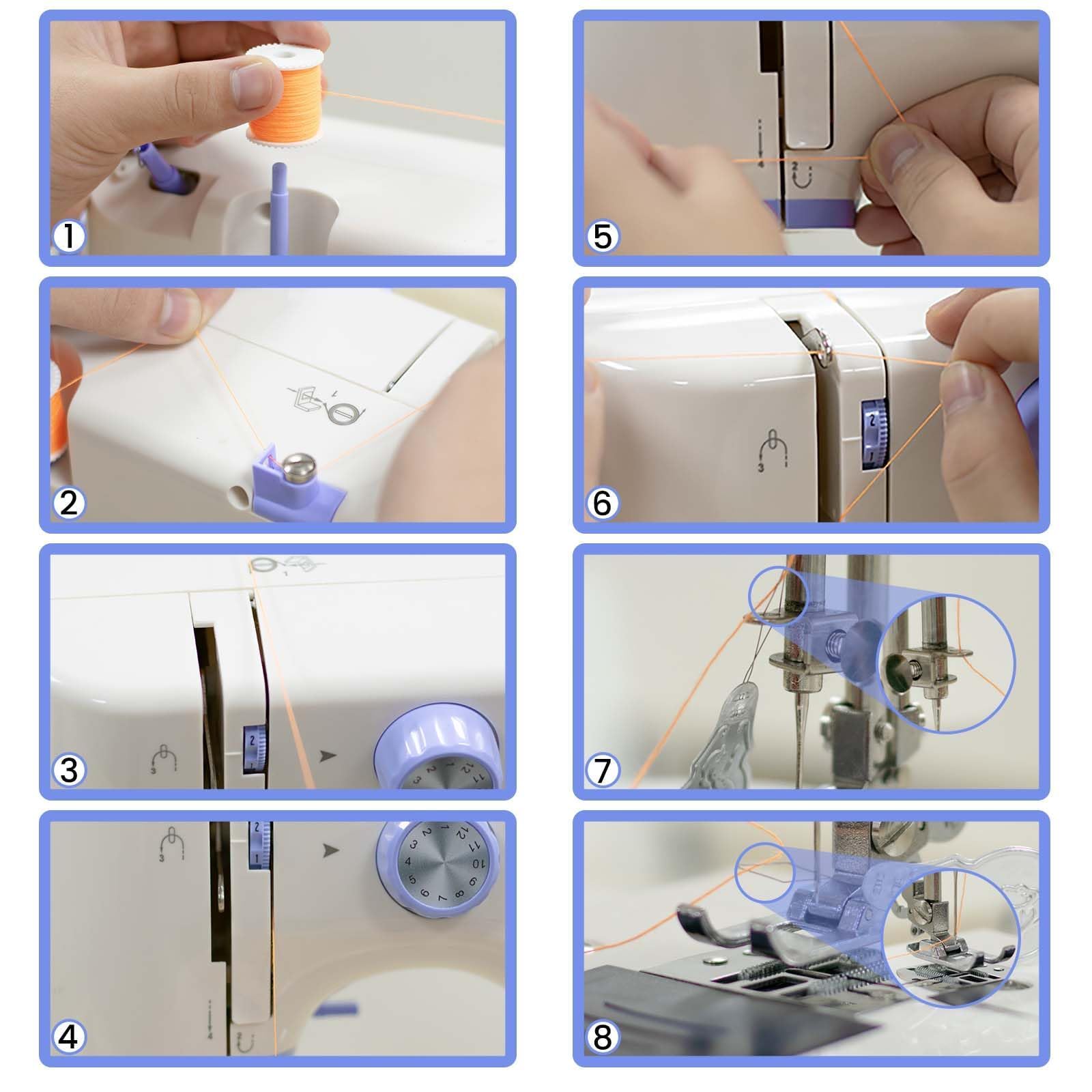 Macchine da cucire semplici, ideali per principianti, 12 punti integrati, kit da cucito base incluso, 2 pedali di velocità, perfetto per uso domestico -S5