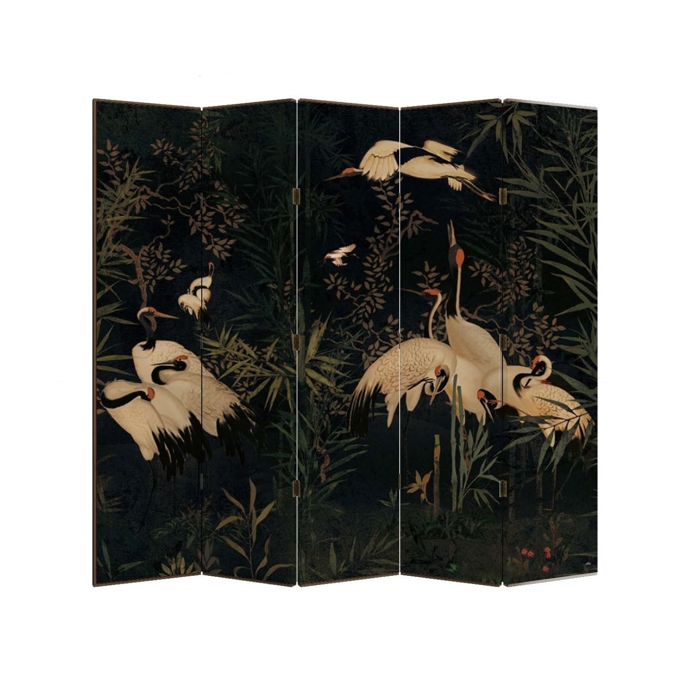 Privacy Screen Creative Screen Partition Movable Retro Crane Folding Privacy Home Living Room Entrance Chinese Room Divider