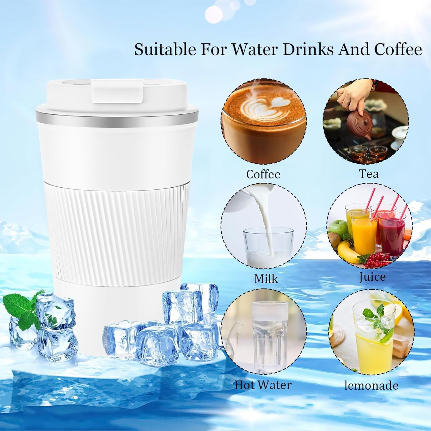 Eastrise Travel Mug,Insulated Coffee Cup with Leakproof Lid,Reusable Travel Coffee Mug,Stainless Steel Coffee Cup for Hot or Cold Drinks(White/18oz) - Image 4