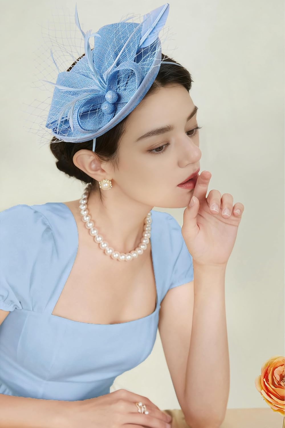 BABEYOND Fascinators Hats for Women - Tea Party 2025 Kentucky Fascinator Pillbox Derby Hat Sinamay Headband with Hair Clip - Image 5