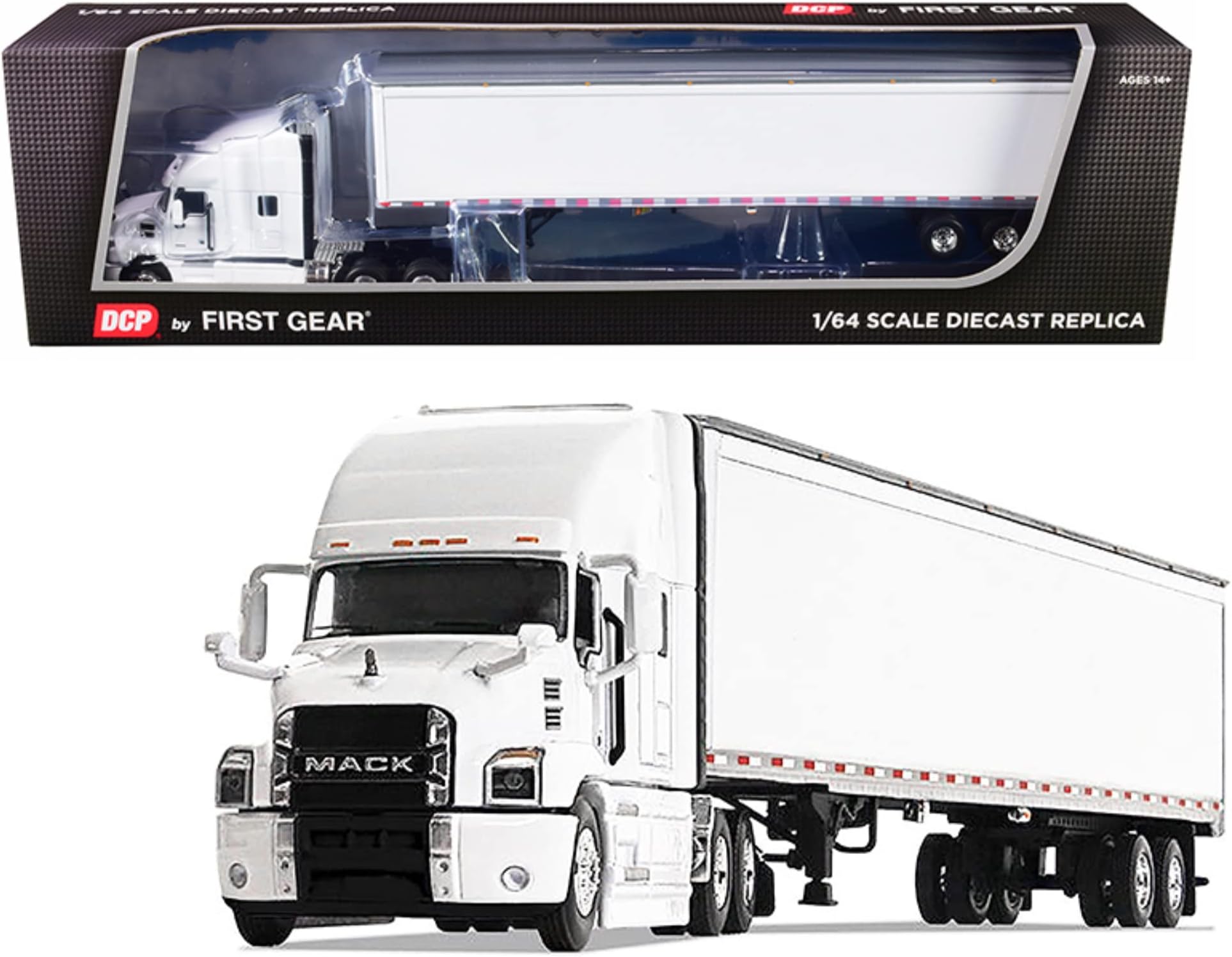 1/64 Scale Diecast Collectible White/White Mack Anthem Sleeper Cab Tractor with 53' Trailer (#60-0367)