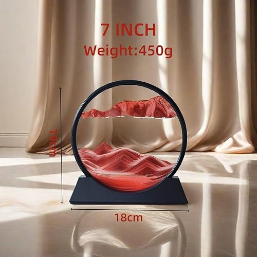 Miniatura 79 de BGFJYUK Imagen artística de arena móvil en movimiento, vidrio templado redondo 3D paisajes de arena de mar profundo con pantalla que fluye marco