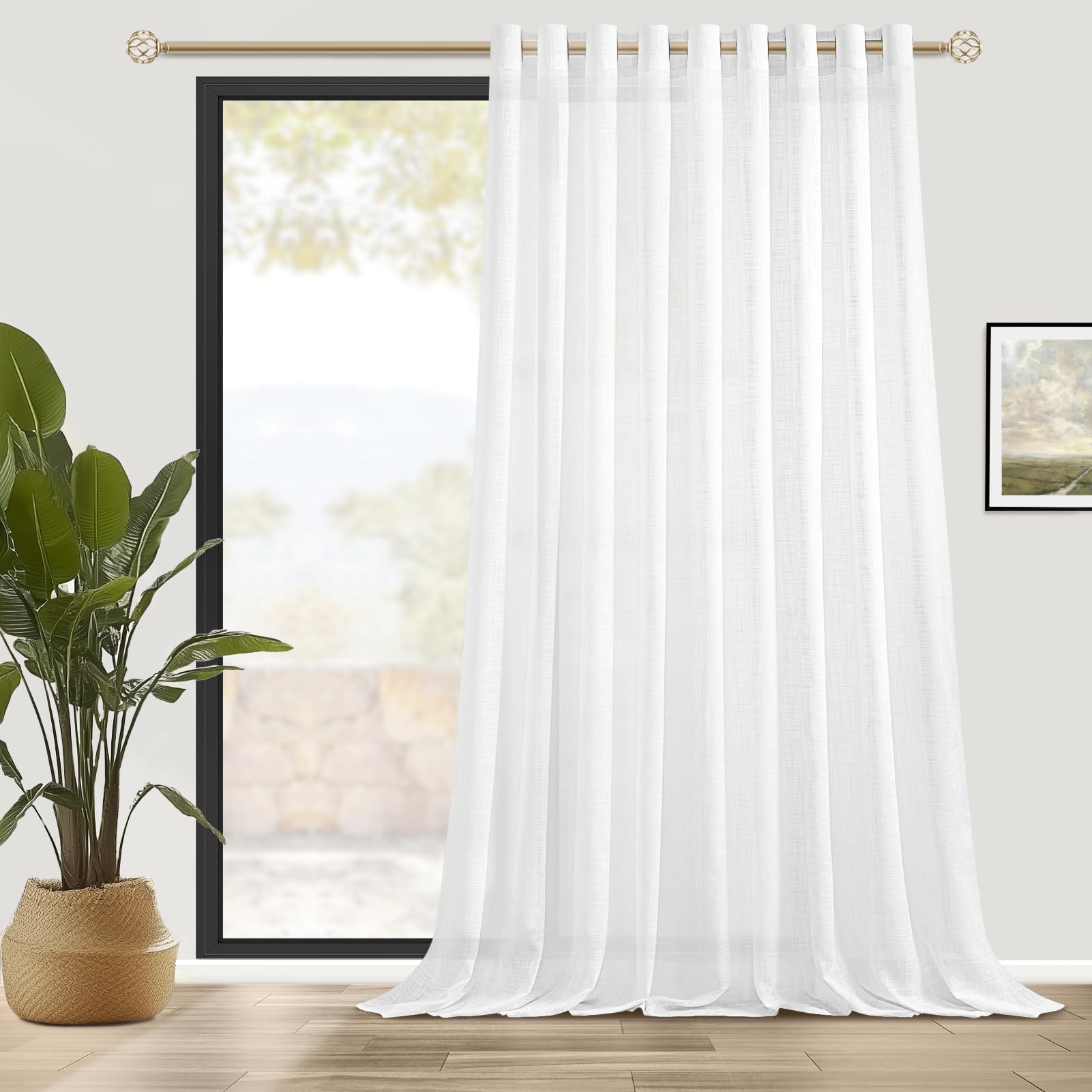 MRTREES Cortinas Salon Modernas Blancas Translucidas 1 Pieza 300x240 CM Ultra Ancho Cortina Dormitorio Efecto Lino con Ojales Cortinas y Visillos para Ventana Habitacion Matrimonio Comedor Global Recycled Standard Global Recycled Standard Global Recycled Standard