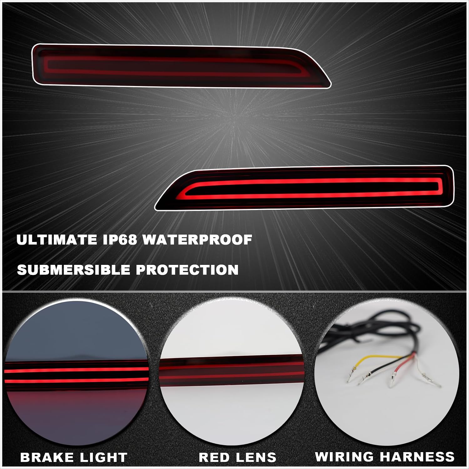 Rear Bumper Reflector Light Brake Tail Lamps Sequential Turn Signal Light for 2020-2022 Nissan Sentra| 2015-2022 Nissan Murano| 2018-2022 Nissan Leaf| 2019-2023 Nissan Armada (RED LENS)