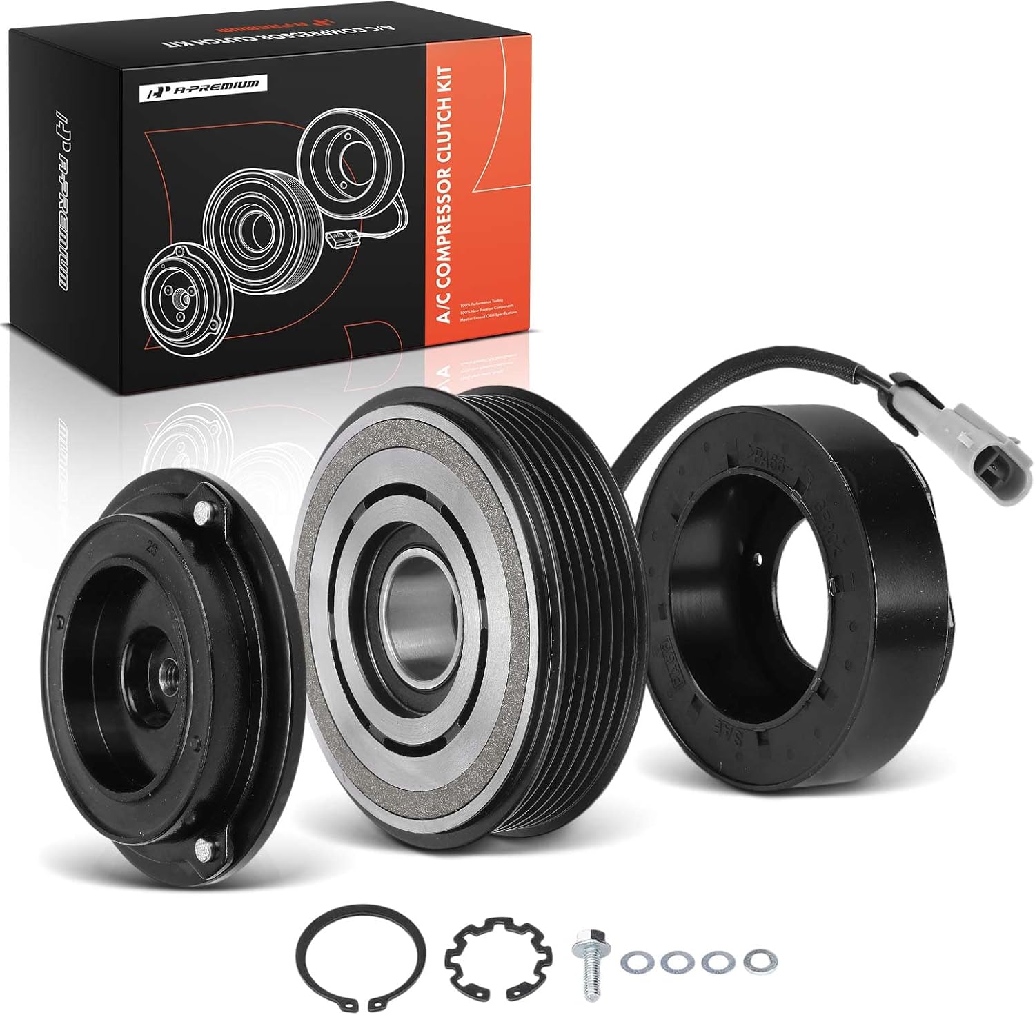 A-Premium Air Conditioner AC Compressor Clutch Kit Compatible with Chevrolet Silverado 2500 HD Classic 2007, Express 3500 2009 & GMC Sierra 1500 2003-2011, Savana 2500 3500 2009 & Hummer H1 2006