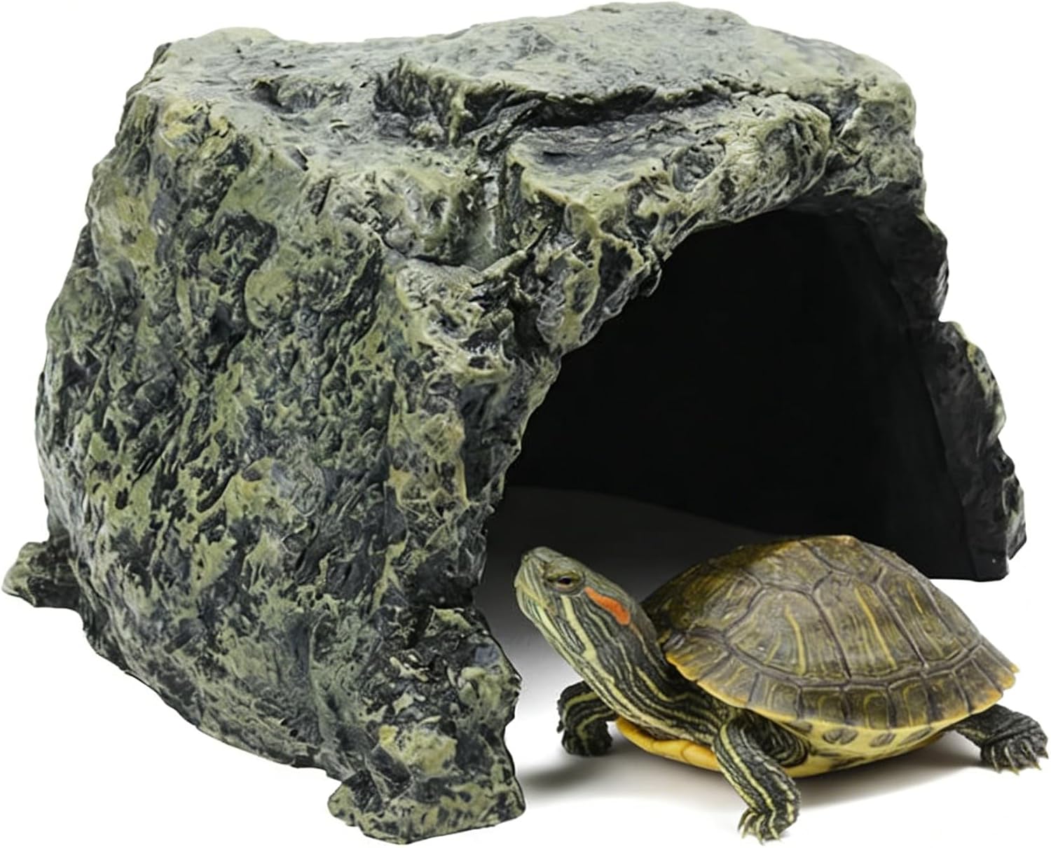 Generic Rock Hide Cave for Reptiles & Amphibians, Large Aquarium Fish Hide Cave Decoration, Stone Cave Hide House Terrarium & Aquarium Accessories for Betta, Shrimp, Turtle, Bearded Dragons, Lizards