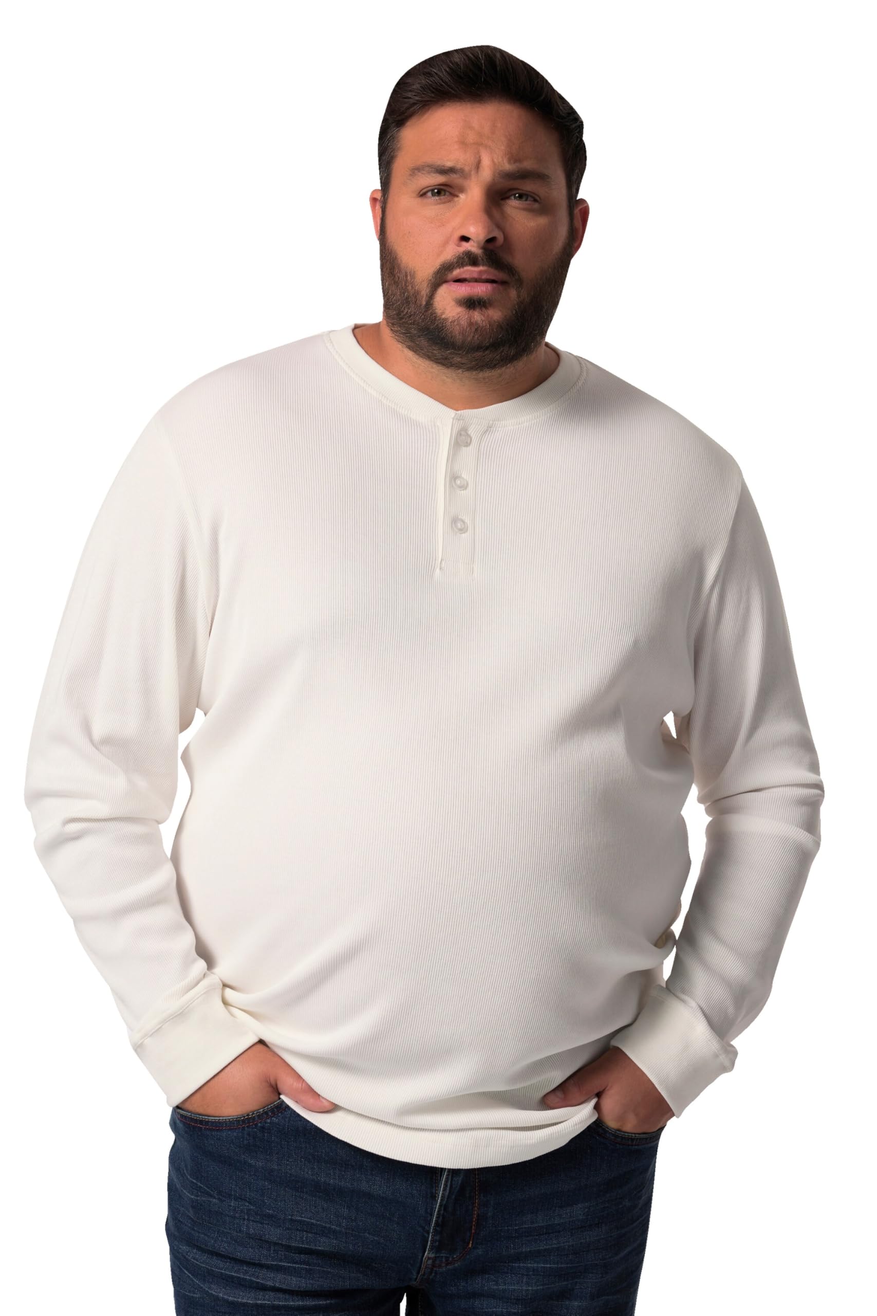 John F. Gee Herren große Größen Übergrößen Menswear L-8XL Henley, Langarm, Rippjersey 832050